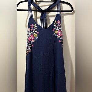 Floral Embroidered Halter Dress